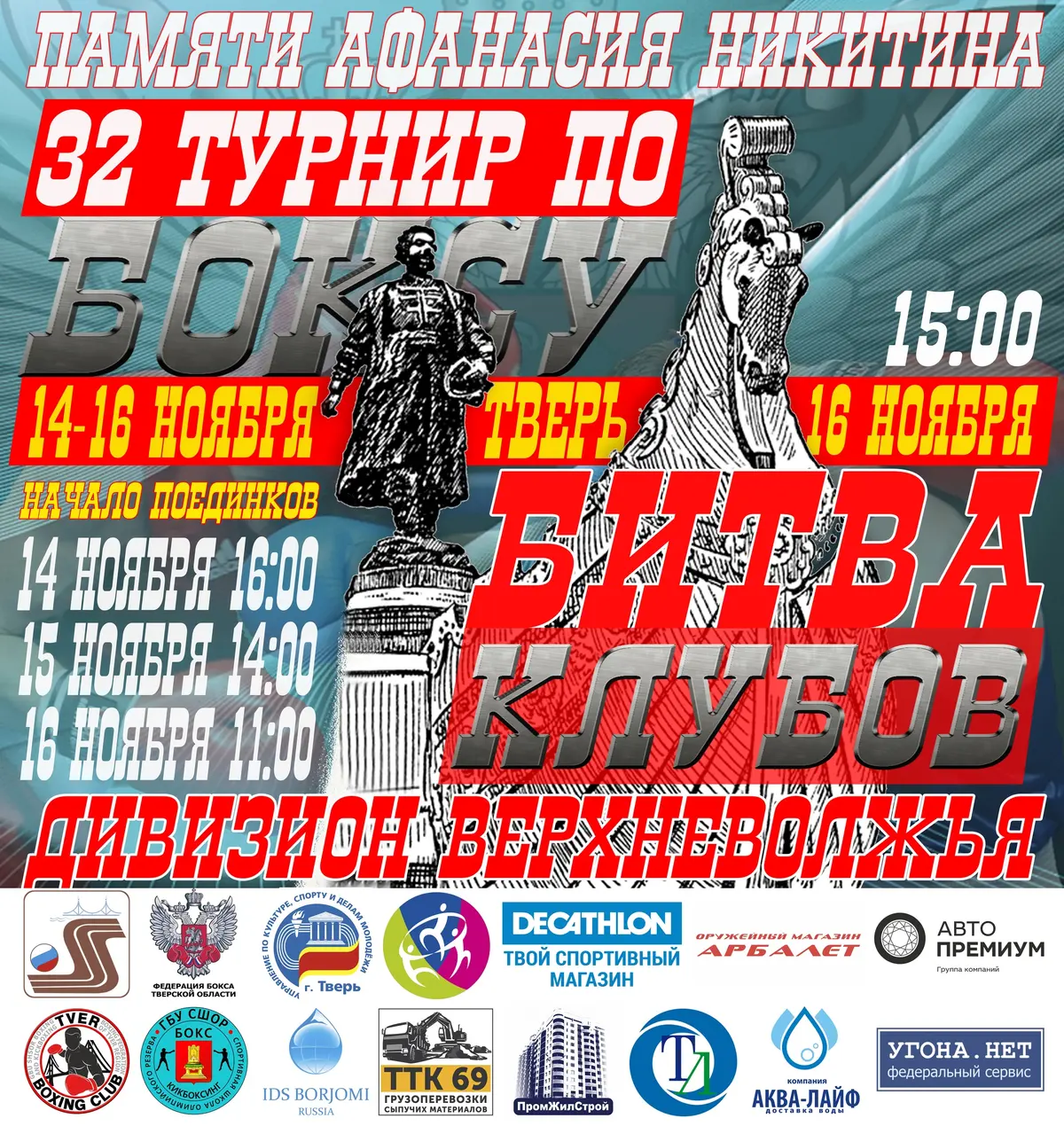 Сроки и место проведения соревнований памяти Афанасия Никитина и «Битвы Клубов»